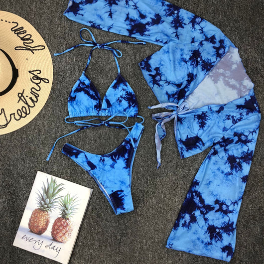 Bikini Estampado de Leopardo con Mangas Largas Tres Piezas - Image 10