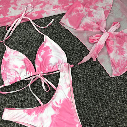 Bikini Estampado de Leopardo con Mangas Largas Tres Piezas - Image 14