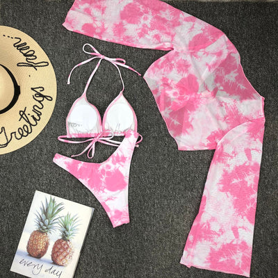 Bikini Estampado de Leopardo con Mangas Largas Tres Piezas - Image 15