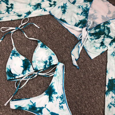 Bikini Estampado de Leopardo con Mangas Largas Tres Piezas - Image 18