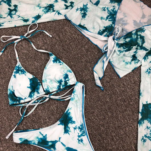 Bikini Estampado de Leopardo con Mangas Largas Tres Piezas - Image 18