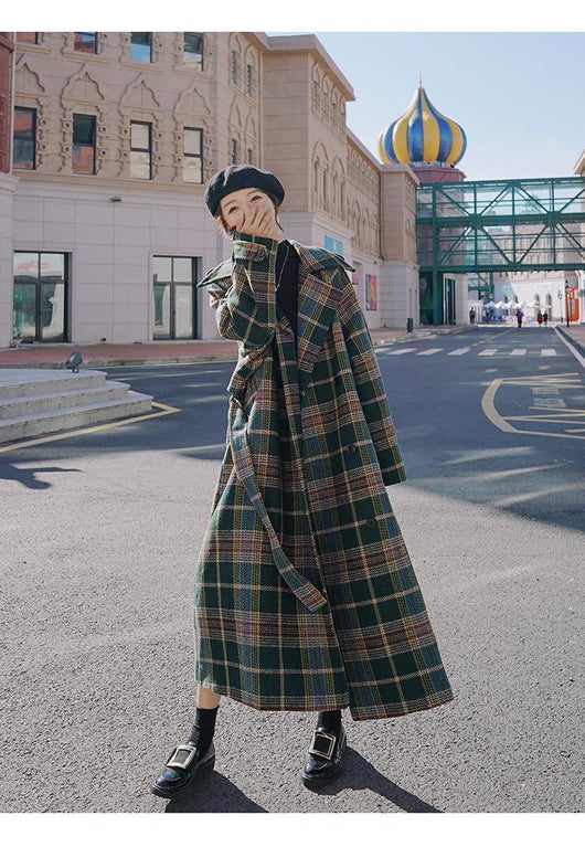 Abrigo Largo de Cuadros para Mujer - Elegancia Otoño e Invierno - Image 6