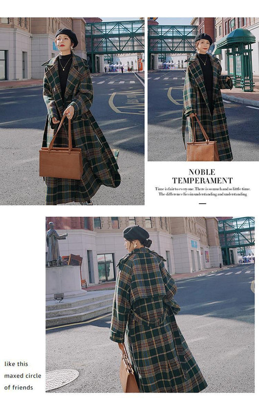 Abrigo Largo de Cuadros para Mujer - Elegancia Otoño e Invierno - Image 7