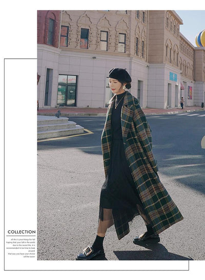 Abrigo Largo de Cuadros para Mujer - Elegancia Otoño e Invierno - Image 9