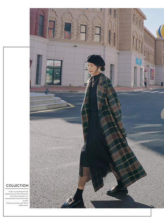 Abrigo Largo de Cuadros para Mujer - Elegancia Otoño e Invierno - Image 9