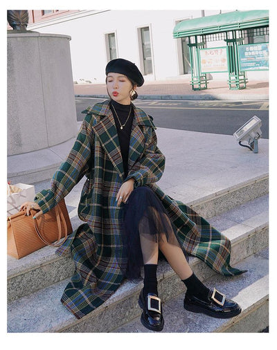Abrigo Largo de Cuadros para Mujer - Elegancia Otoño e Invierno - Image 10