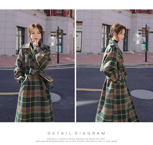 Abrigo Largo de Cuadros para Mujer - Elegancia Otoño e Invierno - Image 13