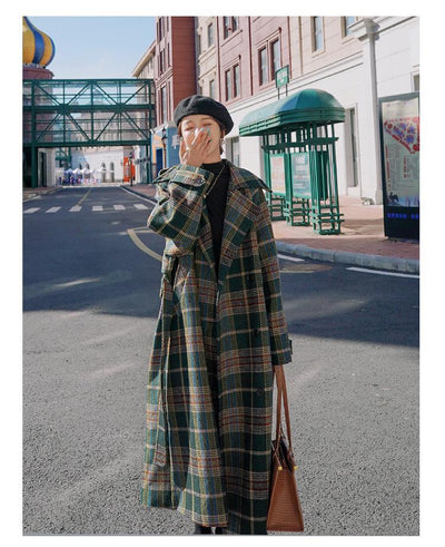 Abrigo Largo de Cuadros para Mujer - Elegancia Otoño e Invierno - Image 14