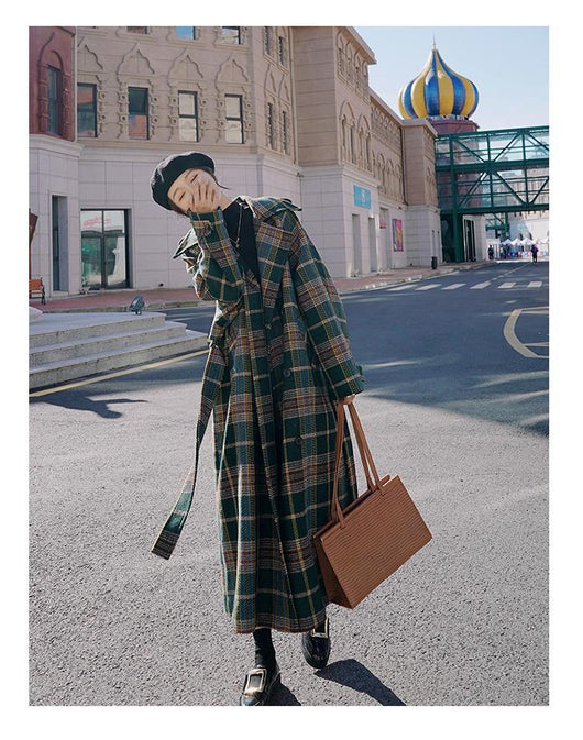 Abrigo Largo de Cuadros para Mujer - Elegancia Otoño e Invierno - Image 15