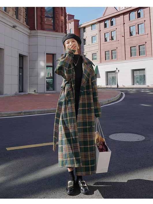 Abrigo Largo de Cuadros para Mujer - Elegancia Otoño e Invierno - Image 18