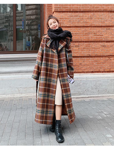 Abrigo Largo de Cuadros para Mujer - Elegancia Otoño e Invierno - Image 21