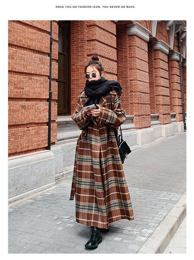Abrigo Largo de Cuadros para Mujer - Elegancia Otoño e Invierno - Image 22
