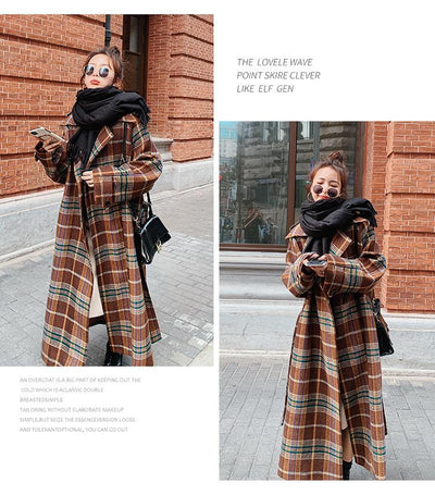 Abrigo Largo de Cuadros para Mujer - Elegancia Otoño e Invierno - Image 23