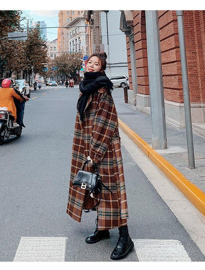 Abrigo Largo de Cuadros para Mujer - Elegancia Otoño e Invierno - Image 24