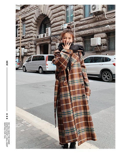Abrigo Largo de Cuadros para Mujer - Elegancia Otoño e Invierno - Image 25