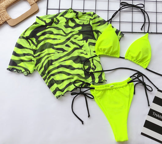 Traje de Baño Leopardo Tres Piezas Estampado - Image 16