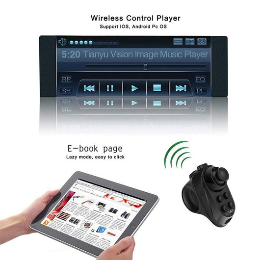 Black ring-style mini Bluetooth game controller with a joystick and multiple buttons for mobile gaming and VR. - Image 14