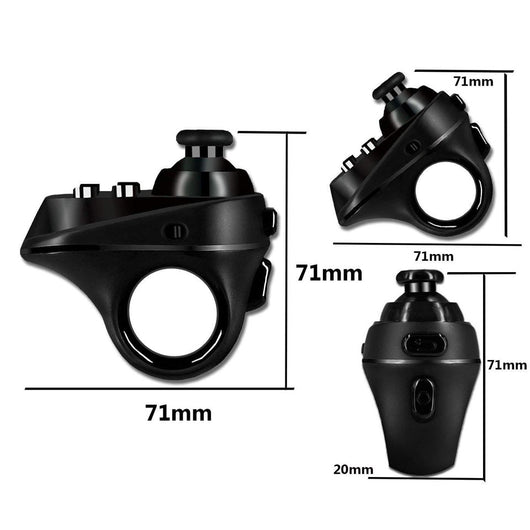Black ring-style mini Bluetooth game controller with a joystick and multiple buttons for mobile gaming and VR. - Image 15