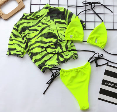 Traje de Baño Leopardo Tres Piezas Estampado - Image 19