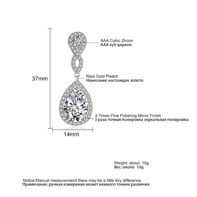 Aretes de Novia con Zirconia AAA Forma de Gota Banquete Nupcial - Image 9