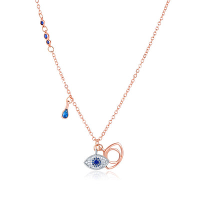 Collar de Acero Titanio Oro Rosado con Ojo Demonio - Cadena Corta Estilo Europeo - Image 14
