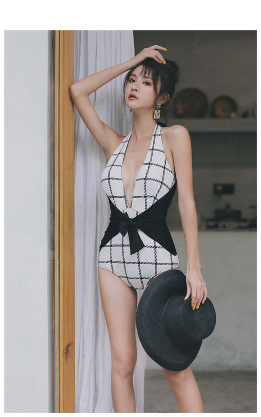 Traje de Baño Retro Ajustado de Una Pieza - Image 10