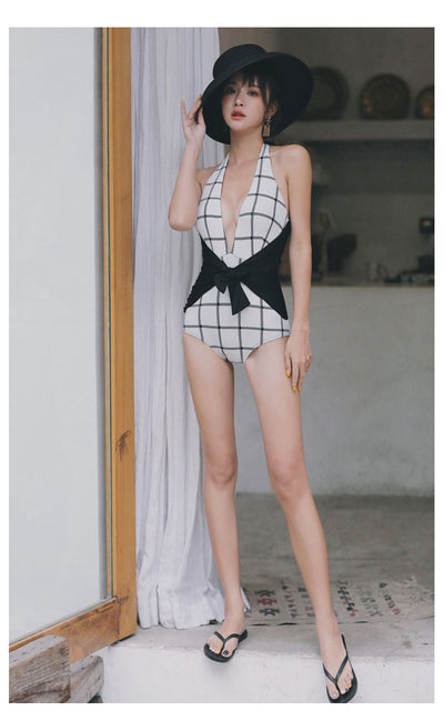 Traje de Baño Retro Ajustado de Una Pieza - Image 14