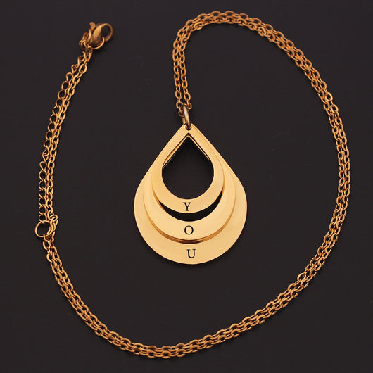 Collar Colgante de Acero Inoxidable Personalizado con Grabado de 3 Gotas de Agua y Nombre para Mujeres - Image 29