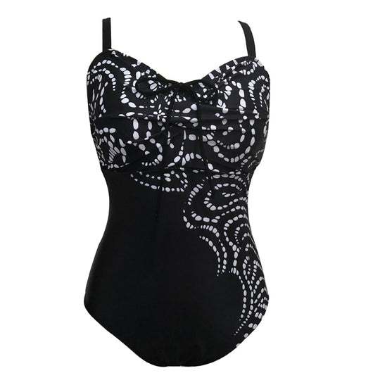 Traje de Baño Estampado Patchwork Negro - Image 11
