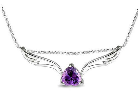 Collar Colgante de Alas de Ángel con Corazón de Cristal Melocotón - Image 6