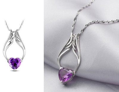 Collar Colgante de Alas de Ángel con Corazón de Cristal Melocotón - Image 9