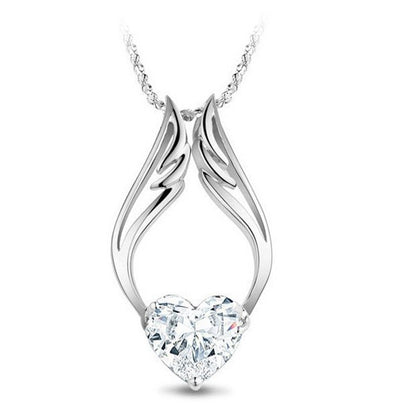 Collar Colgante de Alas de Ángel con Corazón de Cristal Melocotón - Image 10