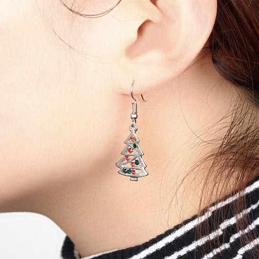Aretes Navideños de Árbol de Cristal Rojo - Pendientes de Moda para Mujer - Image 8