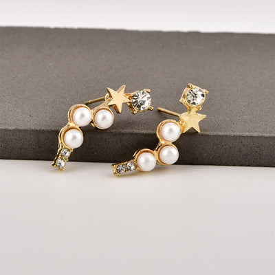 Arete Estrella de Cinco Puntas con Perlas - Image 10