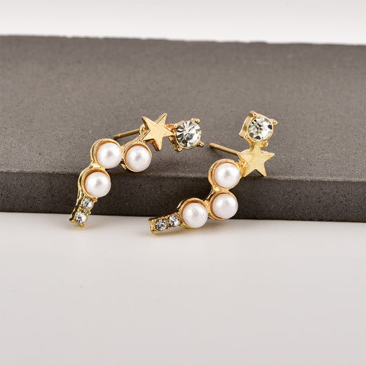 Arete Estrella de Cinco Puntas con Perlas - Image 10