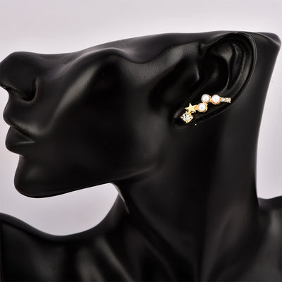 Arete Estrella de Cinco Puntas con Perlas - Image 11