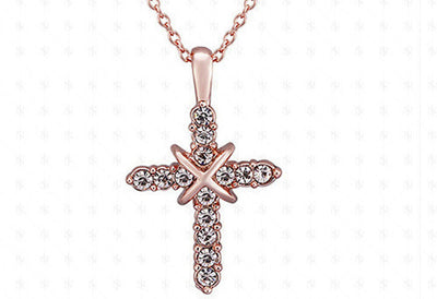 Cadena de Clavícula con Cruz de Jesús Tachonada - Image 9