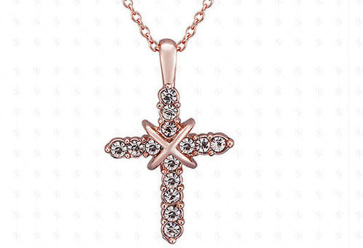 Cadena de Clavícula con Cruz de Jesús Tachonada - Image 9