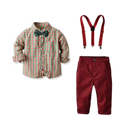 Traje Navideño para Niño - Camisa Cuadros Manga Larga - Image 6