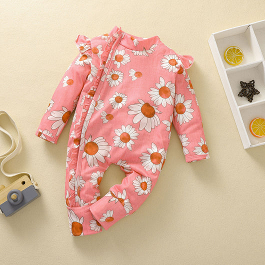 Mono para Bebé Niña Estampado Girasol con Mangas Volantes y Cierre Oculto - Image 14