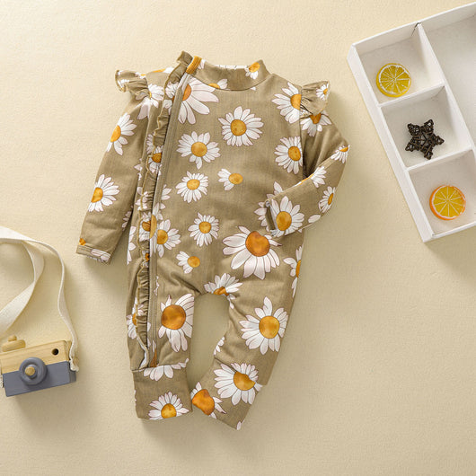 Mono para Bebé Niña Estampado Girasol con Mangas Volantes y Cierre Oculto - Image 23