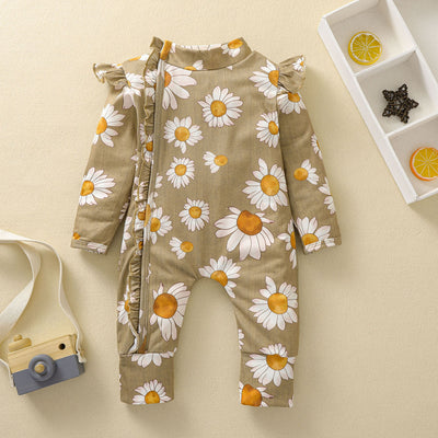 Mono para Bebé Niña Estampado Girasol con Mangas Volantes y Cierre Oculto - Image 24