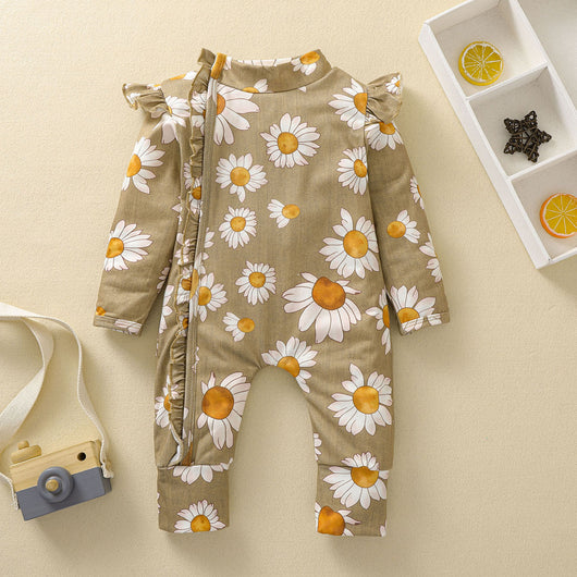 Mono para Bebé Niña Estampado Girasol con Mangas Volantes y Cierre Oculto - Image 24