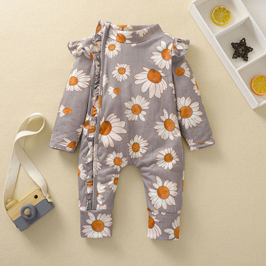 Mono para Bebé Niña Estampado Girasol con Mangas Volantes y Cierre Oculto - Image 33