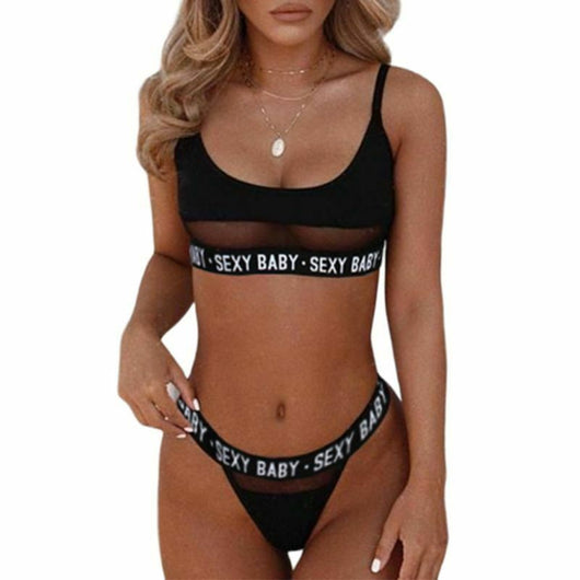 Bikini Calado con Letras Atrevidas y Corte Abierto - Image 9