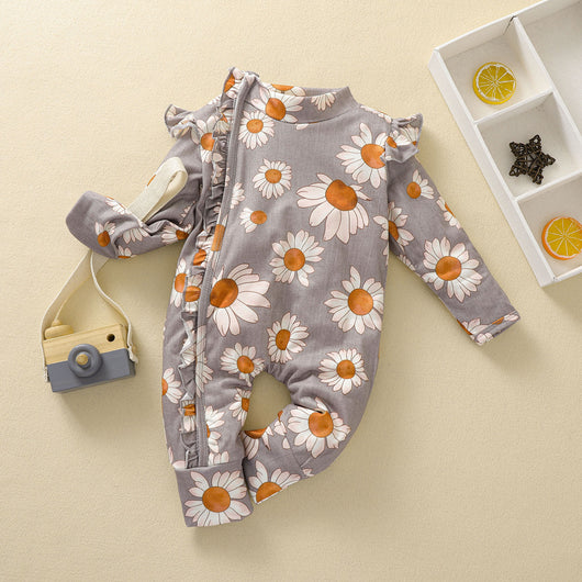 Mono para Bebé Niña Estampado Girasol con Mangas Volantes y Cierre Oculto - Image 34