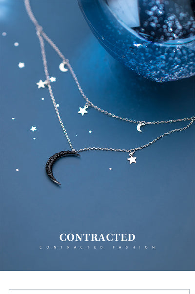 Cadena Clavícula Luna con Diamantes Negros - Image 6