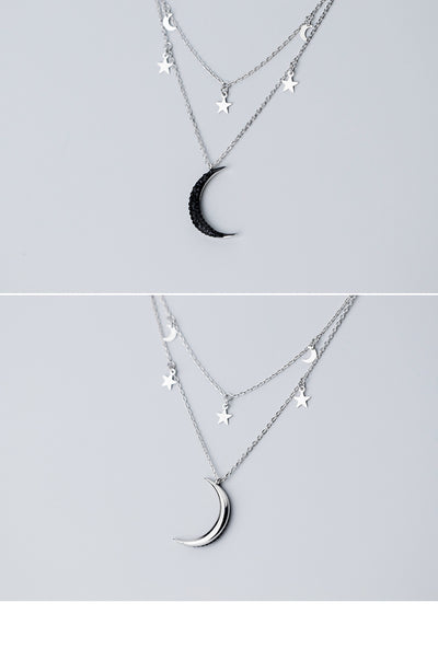 Cadena Clavícula Luna con Diamantes Negros - Image 8
