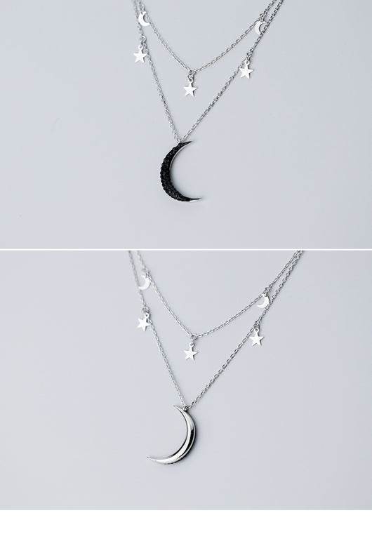 Cadena Clavícula Luna con Diamantes Negros - Image 8