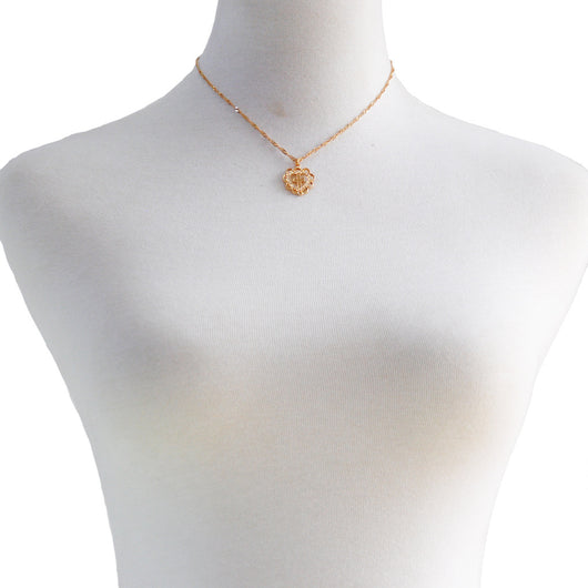Collar Colgante de Corazón y Cruz en Tono Durazno - Image 7
